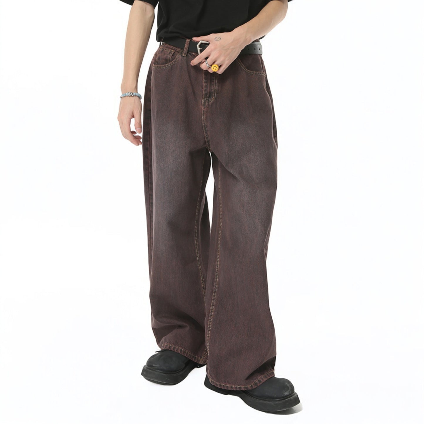 Vintage Brown Baggy pants | Y2K Aesthetic | front side