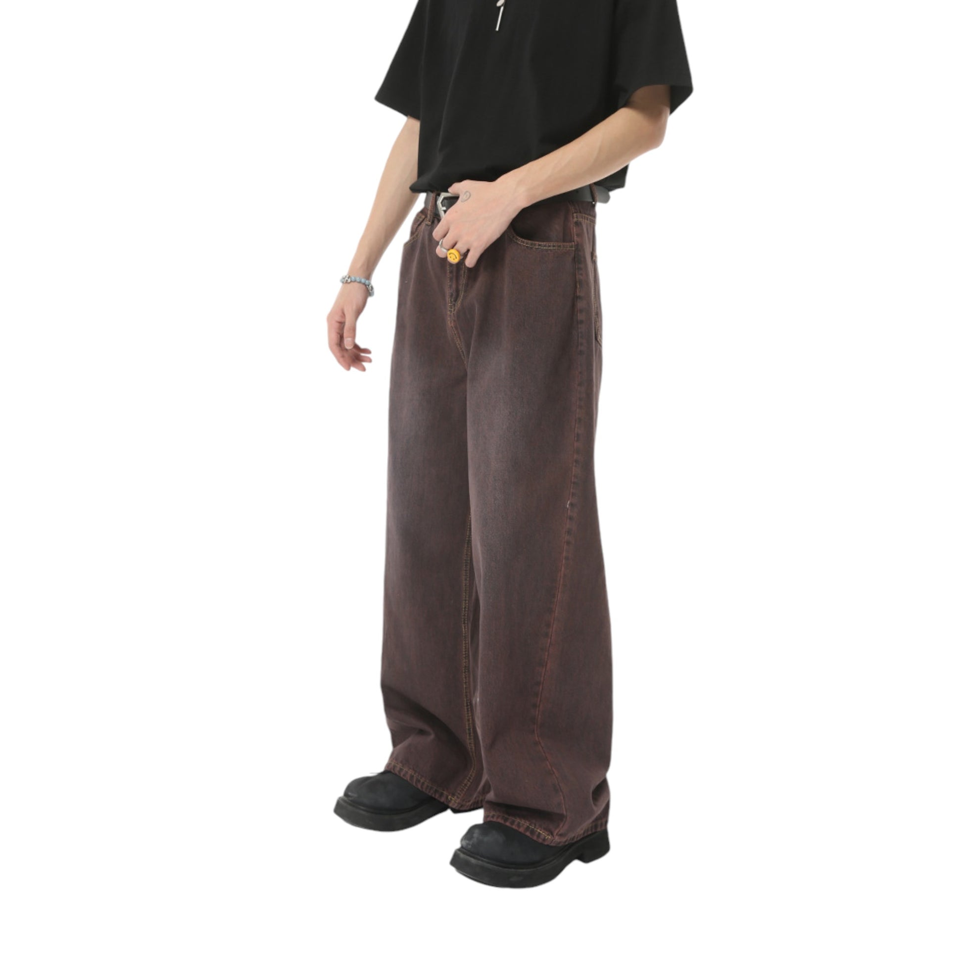 Vintage Brown Baggy pants | Y2K Aesthetic | side angle