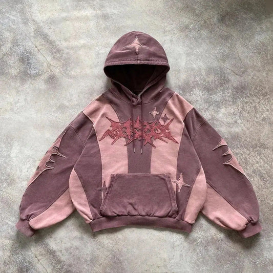 Y2K Hoodie | Y2K Aesthetic | Washed Pink | Front Angle