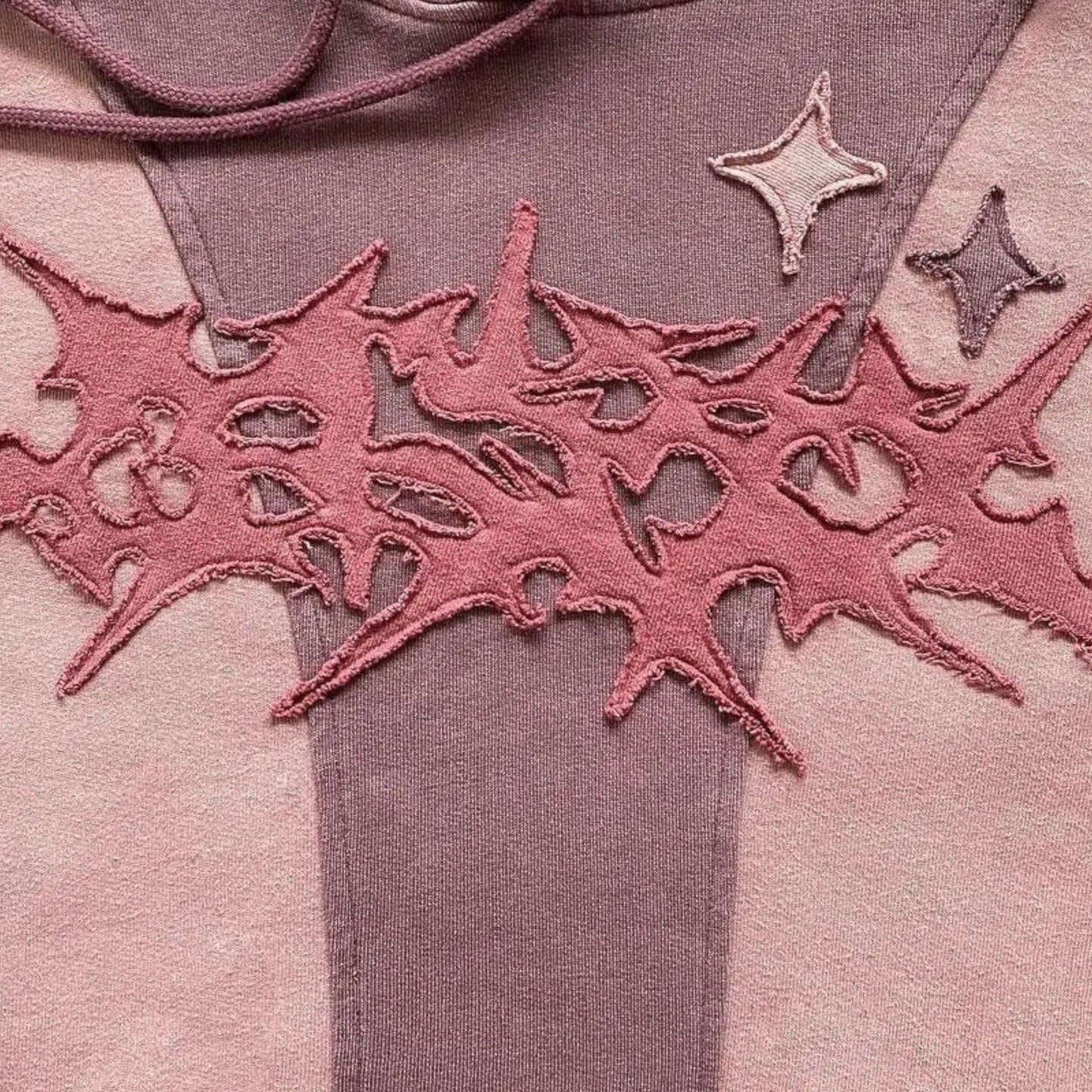 Y2K Hoodie | Y2K Aesthetic | Washed Pink | Close up