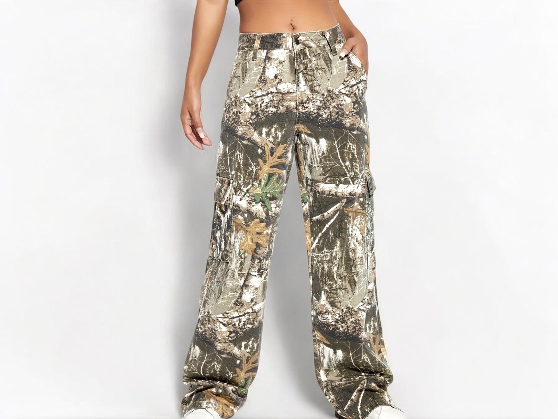 Y2K Baggy Camo Pants, Front Side