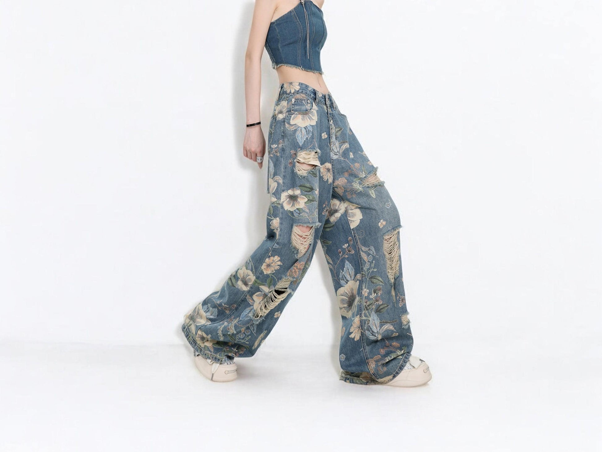 Baggy Jeans | Floral Pants, Front Right