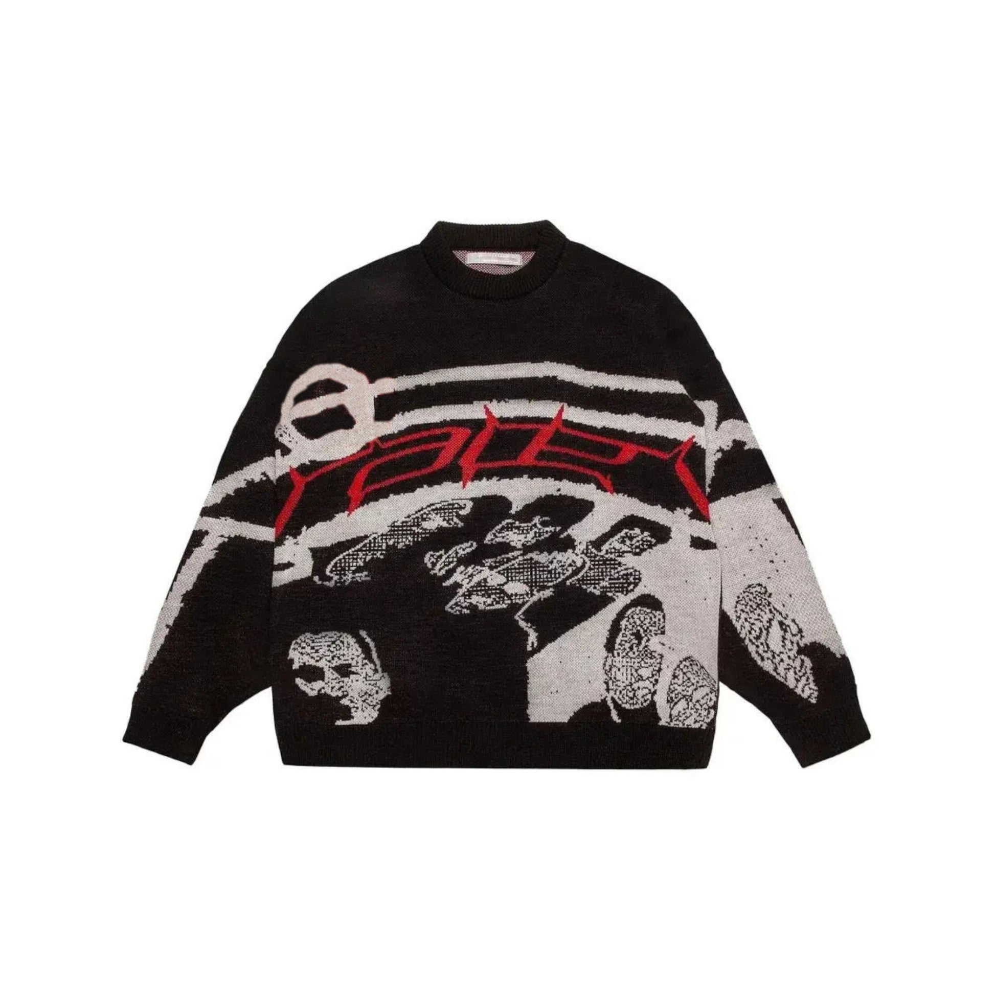 Knitted Y2K Sweater | Black and White | Y2K Aesthetic | Full Product