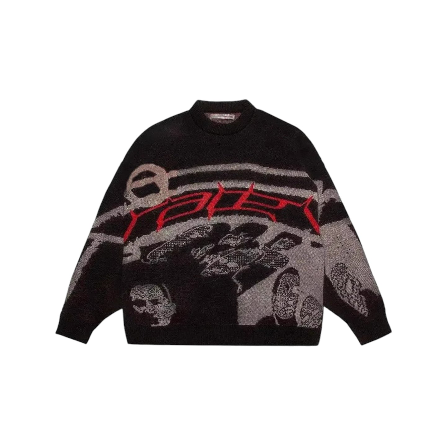 Knitted Y2K Sweater | Black and Gray | Y2K Aesthetic | Front side