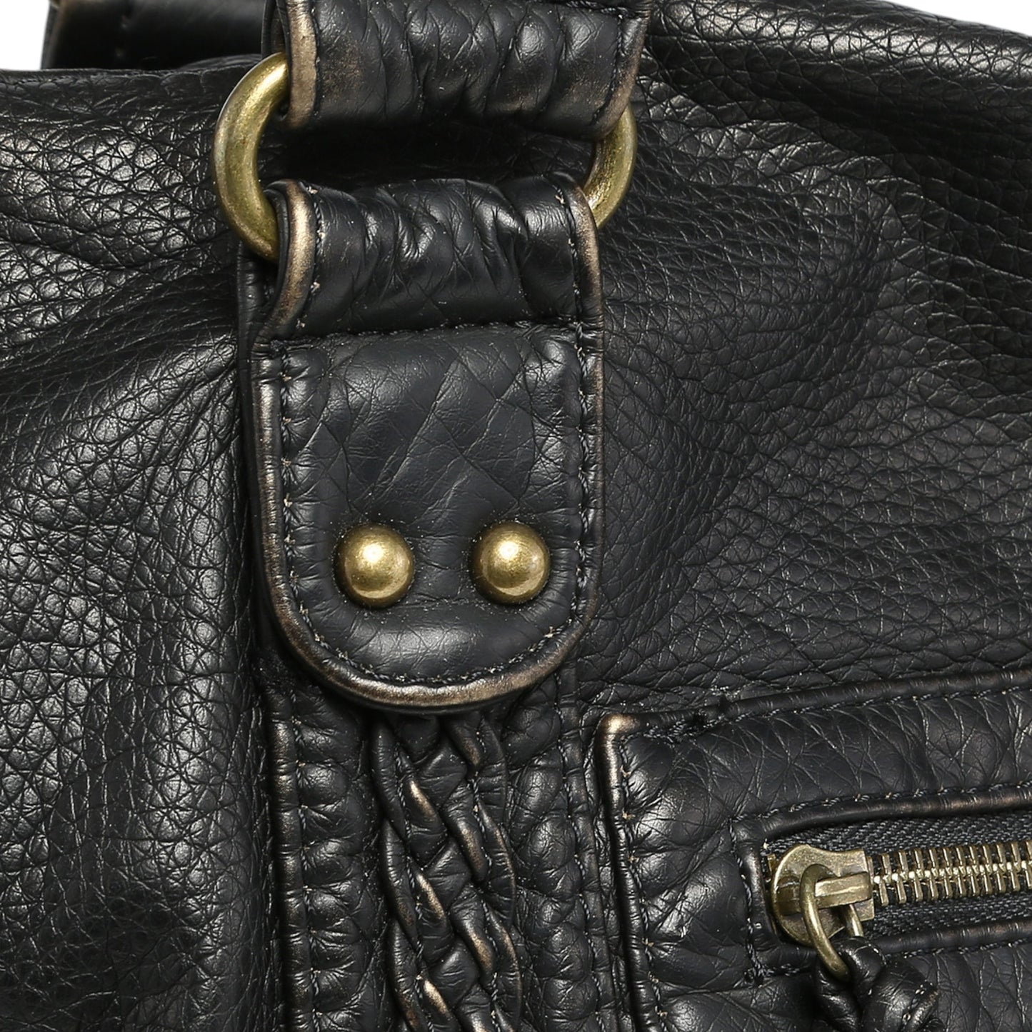 Black Leather Bag | Y2K Aesthetic | close up