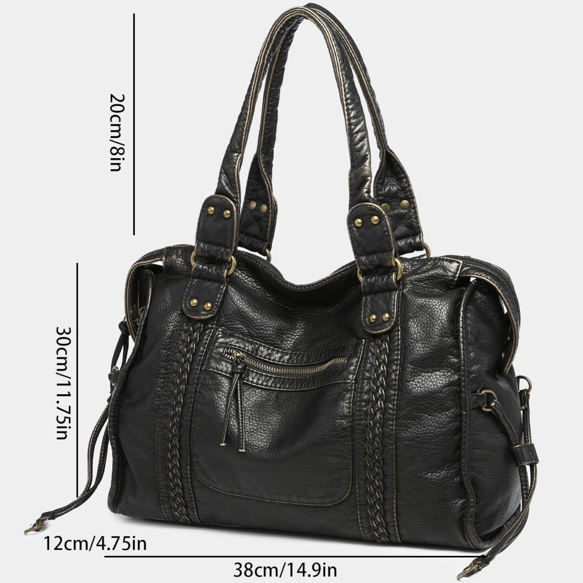 Black Leather Bag | Y2K Aesthetic | size chart